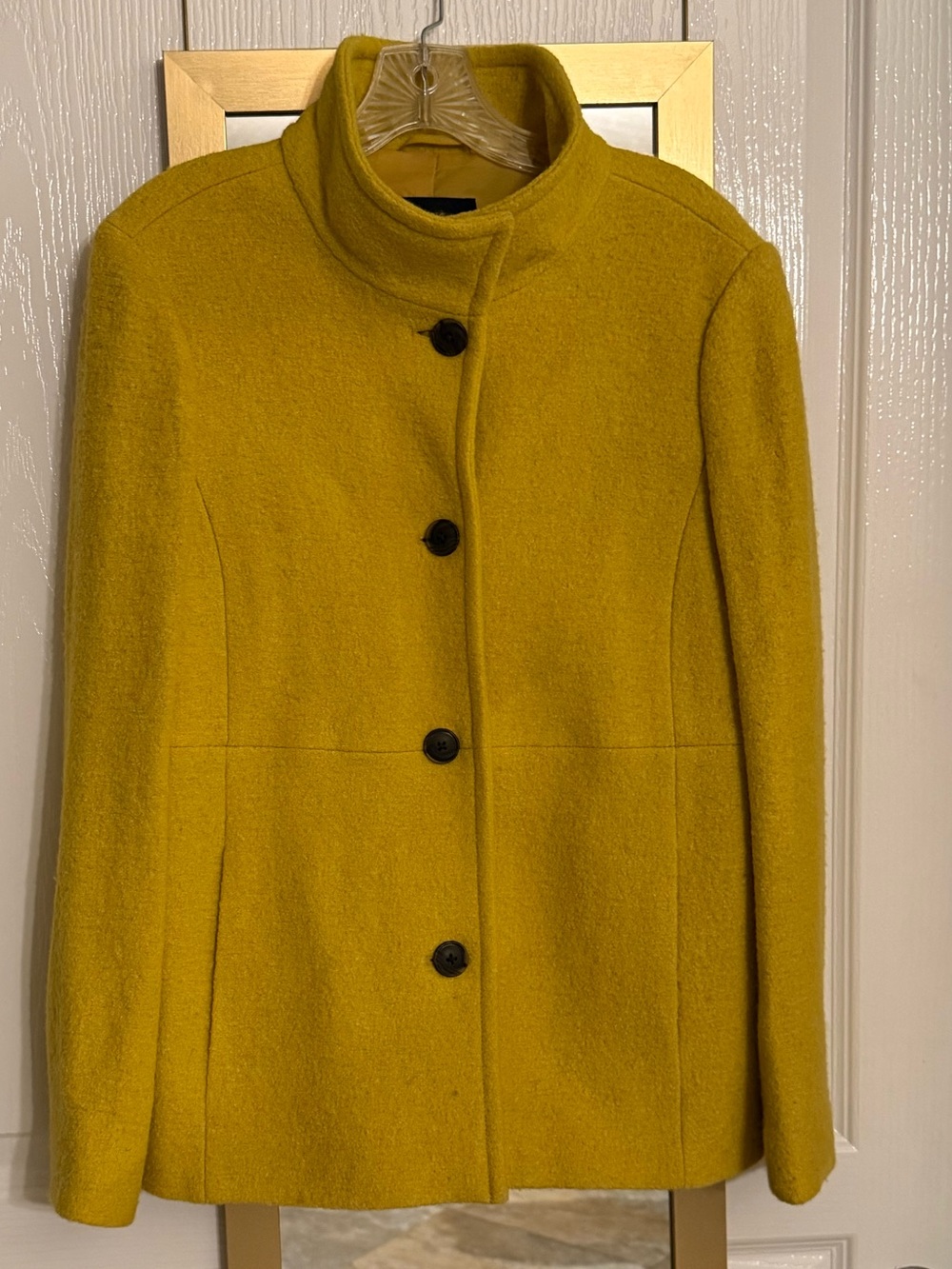 Lands' End Mustard Wool Pea Coat